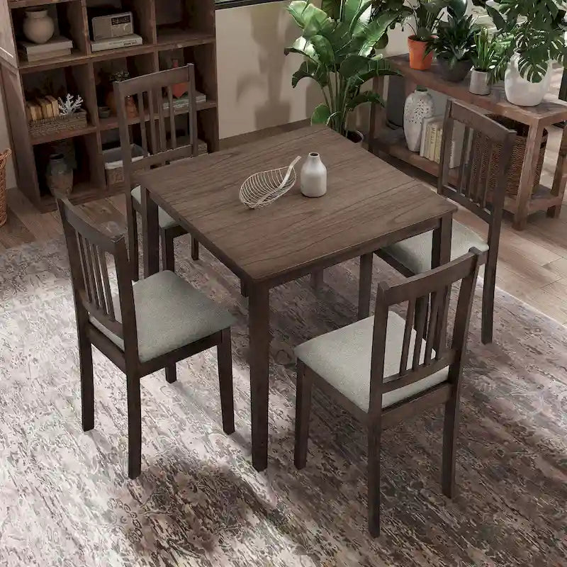 5-Piece Square Dining Set, Slat Back Chairs, Seats 4