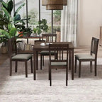 5-Piece Square Dining Set, Slat Back Chairs, Seats 4