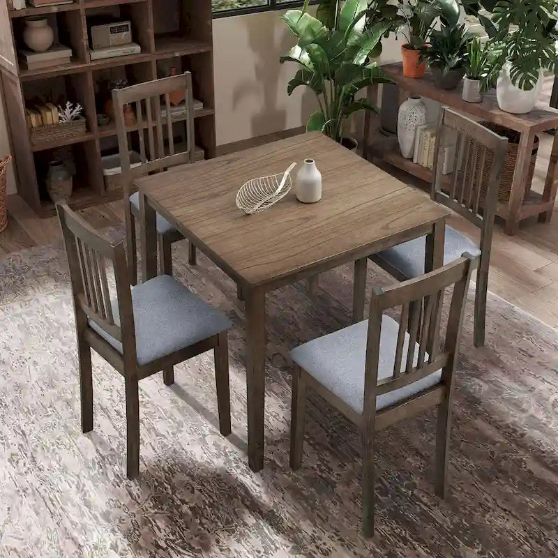 5-Piece Square Dining Set, Slat Back Chairs, Seats 4