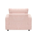 Pink Corduroy Single Armchair Sofa with Ottoman & Cup Holder