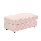 Pink Corduroy Single Armchair Sofa with Ottoman & Cup Holder
