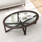 Clear Glass Top & Wood Base Table – Natural / End Table & Coffee Table