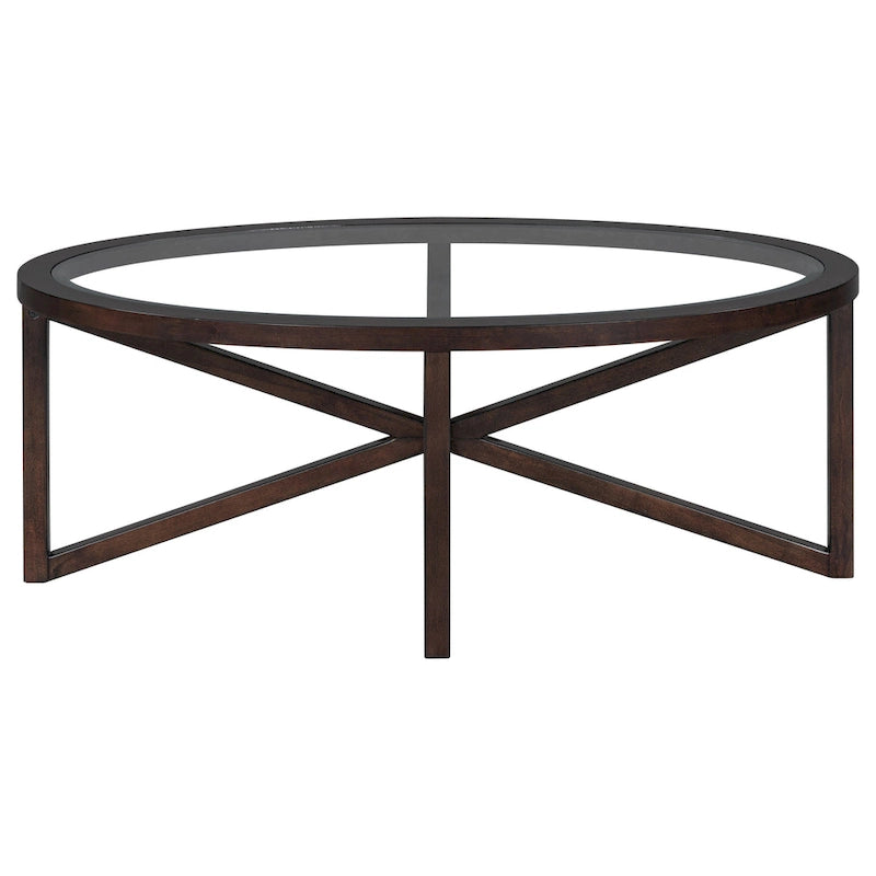 Clear Glass Top & Wood Base Table – Natural / End Table & Coffee Table