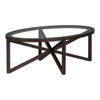 Clear Glass Top & Wood Base Table – Natural / End Table & Coffee Table