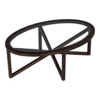 Clear Glass Top & Wood Base Table – Natural / End Table & Coffee Table