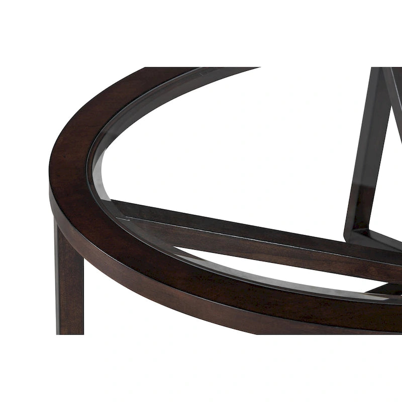 Clear Glass Top & Wood Base Table – Natural / End Table & Coffee Table