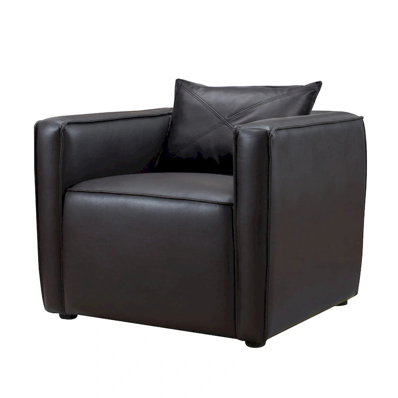 Distressed Grey / Brown Faux Leather Club Chair, Modern Style, Seats 1