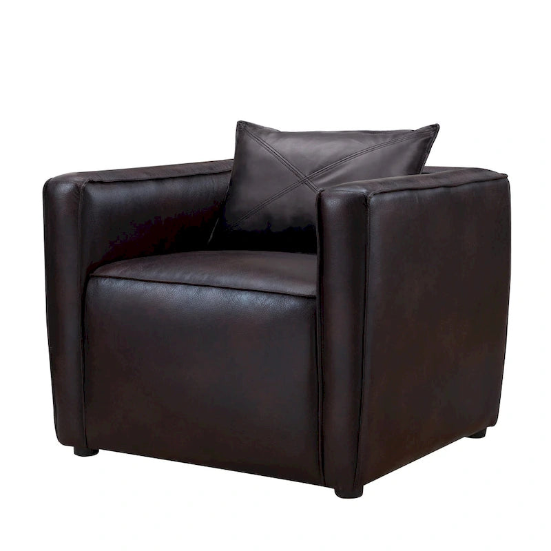 Distressed Grey / Brown Faux Leather Club Chair, Modern Style, Seats 1