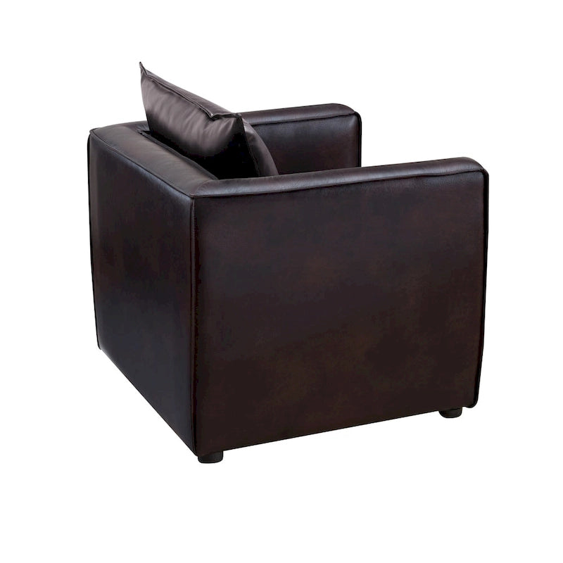 Distressed Grey / Brown Faux Leather Club Chair, Modern Style, Seats 1