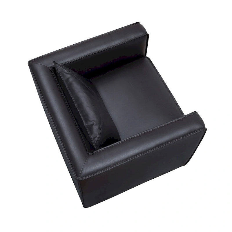 Distressed Grey / Brown Faux Leather Club Chair, Modern Style, Seats 1