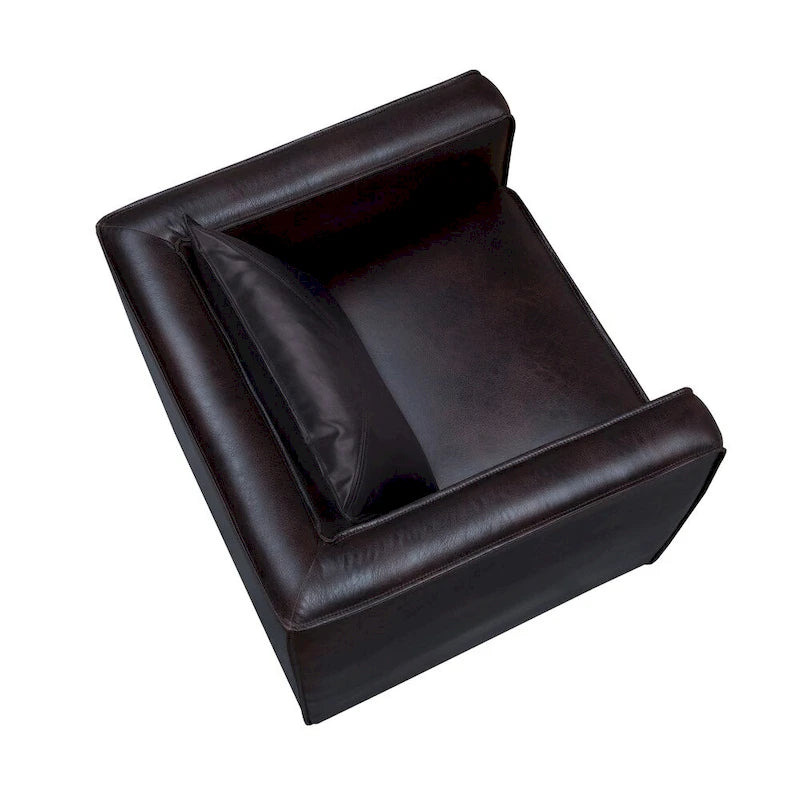 Distressed Grey / Brown Faux Leather Club Chair, Modern Style, Seats 1