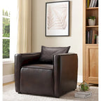 Distressed Grey / Brown Faux Leather Club Chair, Modern Style, Seats 1