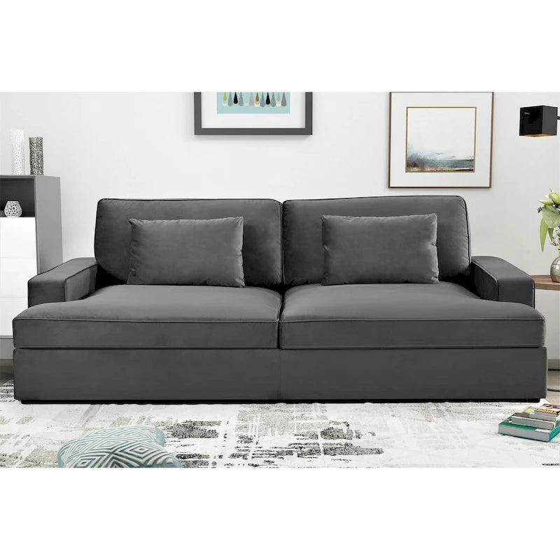 94.49W Velvet Square arms Oversized Sofa / twin-sized Sofa Bed