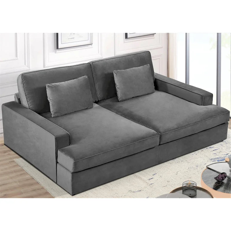 94.49W Velvet Square arms Oversized Sofa / twin-sized Sofa Bed
