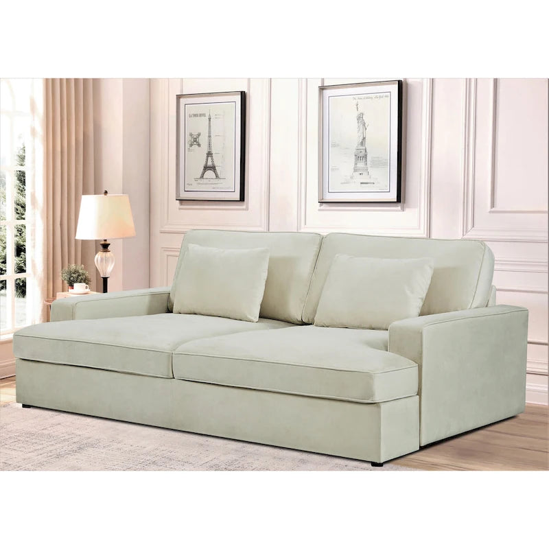 94.49W Velvet Square arms Oversized Sofa / twin-sized Sofa Bed