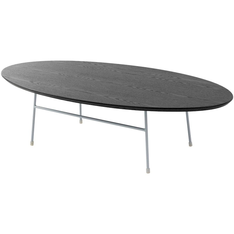 Oval Coffee Table – Natural Wood / Black / Walnut / White, Mid-Century Modern, Steel Base