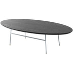 Oval Coffee Table – Natural Wood / Black / Walnut / White, Mid-Century Modern, Steel Base