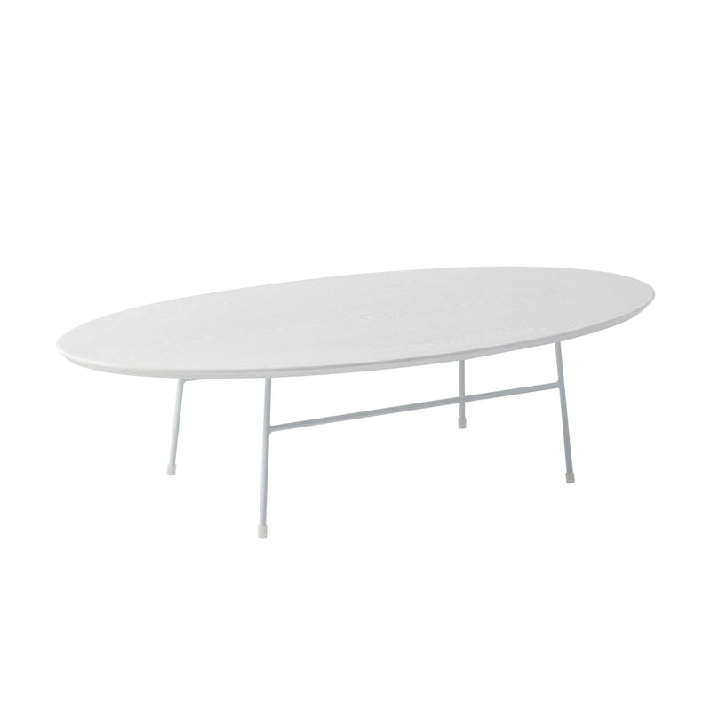 Oval Coffee Table – Natural Wood / Black / Walnut / White, Mid-Century Modern, Steel Base