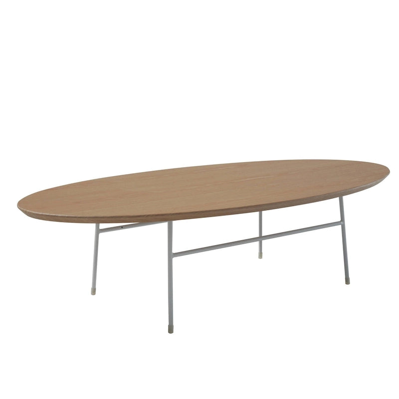 Oval Coffee Table – Natural Wood / Black / Walnut / White, Mid-Century Modern, Steel Base