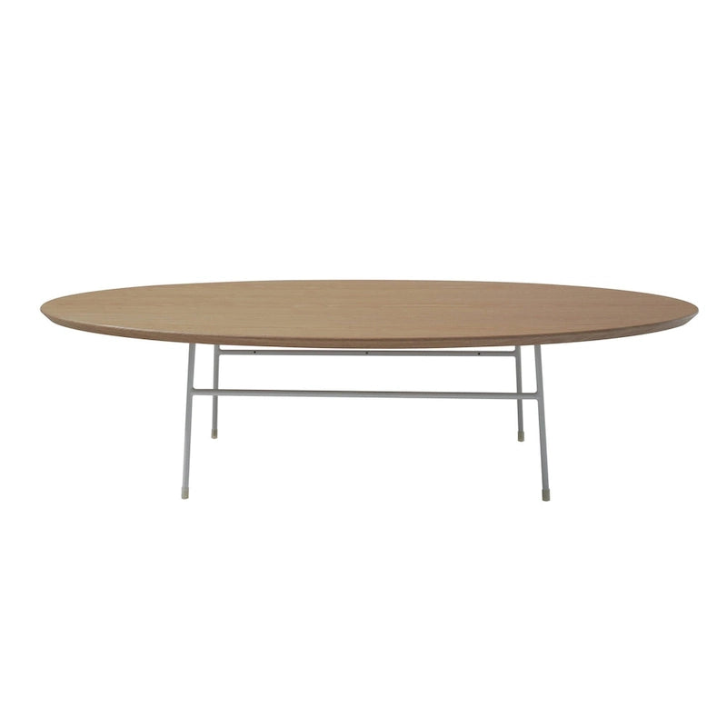Oval Coffee Table – Natural Wood / Black / Walnut / White, Mid-Century Modern, Steel Base