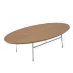 Oval Coffee Table – Natural Wood / Black / Walnut / White, Mid-Century Modern, Steel Base