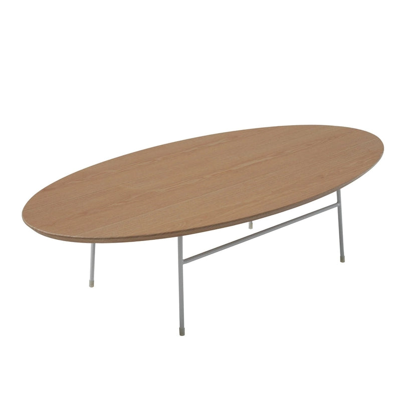 Oval Coffee Table – Natural Wood / Black / Walnut / White, Mid-Century Modern, Steel Base