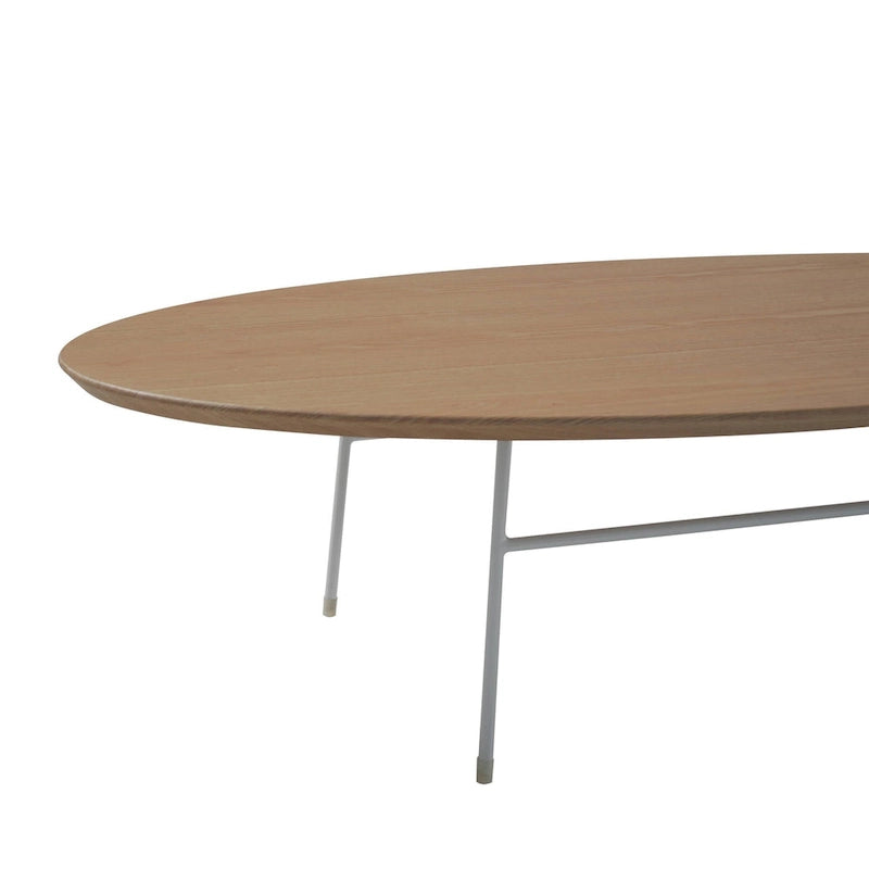 Oval Coffee Table – Natural Wood / Black / Walnut / White, Mid-Century Modern, Steel Base