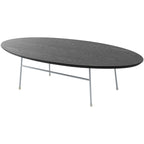 Oval Coffee Table – Natural Wood / Black / Walnut / White, Mid-Century Modern, Steel Base
