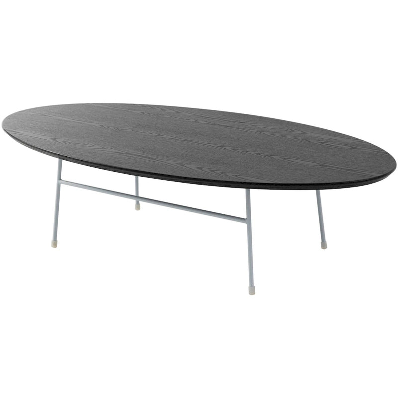 Oval Coffee Table – Natural Wood / Black / Walnut / White, Mid-Century Modern, Steel Base