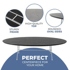 Oval Coffee Table – Natural Wood / Black / Walnut / White, Mid-Century Modern, Steel Base