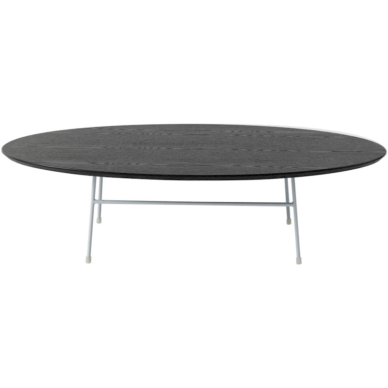 Oval Coffee Table – Natural Wood / Black / Walnut / White, Mid-Century Modern, Steel Base