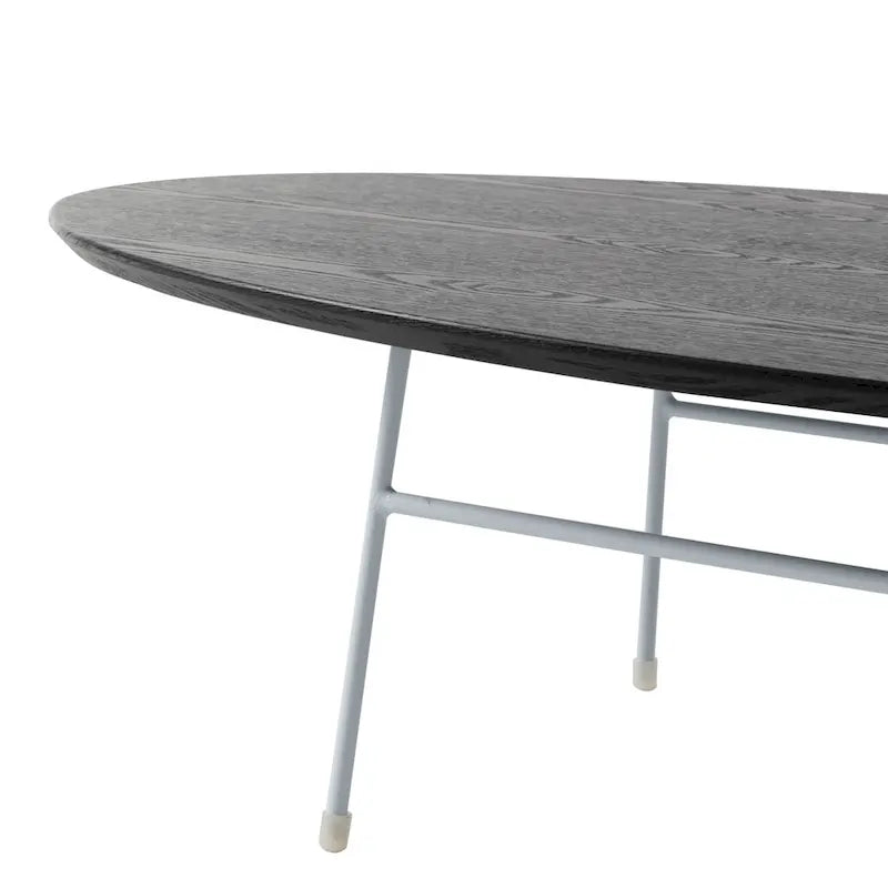 Oval Coffee Table – Natural Wood / Black / Walnut / White, Mid-Century Modern, Steel Base