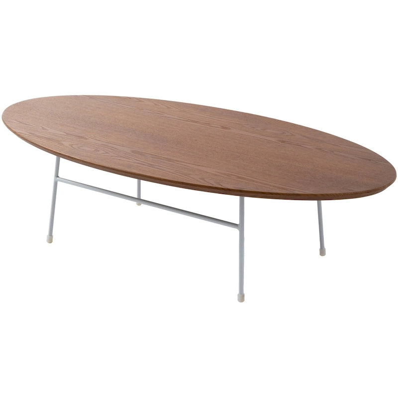 Oval Coffee Table – Natural Wood / Black / Walnut / White, Mid-Century Modern, Steel Base