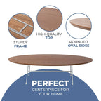 Oval Coffee Table – Natural Wood / Black / Walnut / White, Mid-Century Modern, Steel Base