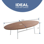 Oval Coffee Table – Natural Wood / Black / Walnut / White, Mid-Century Modern, Steel Base