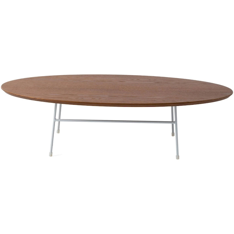 Oval Coffee Table – Natural Wood / Black / Walnut / White, Mid-Century Modern, Steel Base