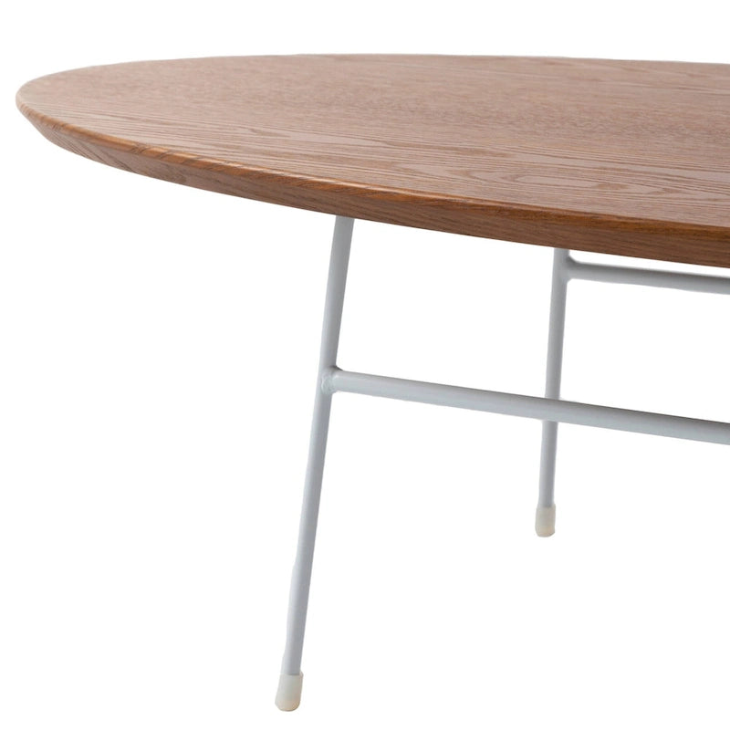 Oval Coffee Table – Natural Wood / Black / Walnut / White, Mid-Century Modern, Steel Base