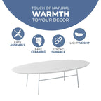 Oval Coffee Table – Natural Wood / Black / Walnut / White, Mid-Century Modern, Steel Base