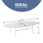 Oval Coffee Table – Natural Wood / Black / Walnut / White, Mid-Century Modern, Steel Base