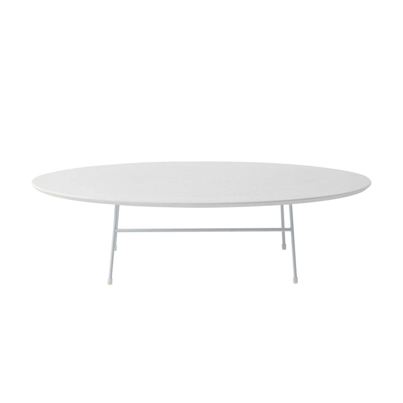 Oval Coffee Table – Natural Wood / Black / Walnut / White, Mid-Century Modern, Steel Base