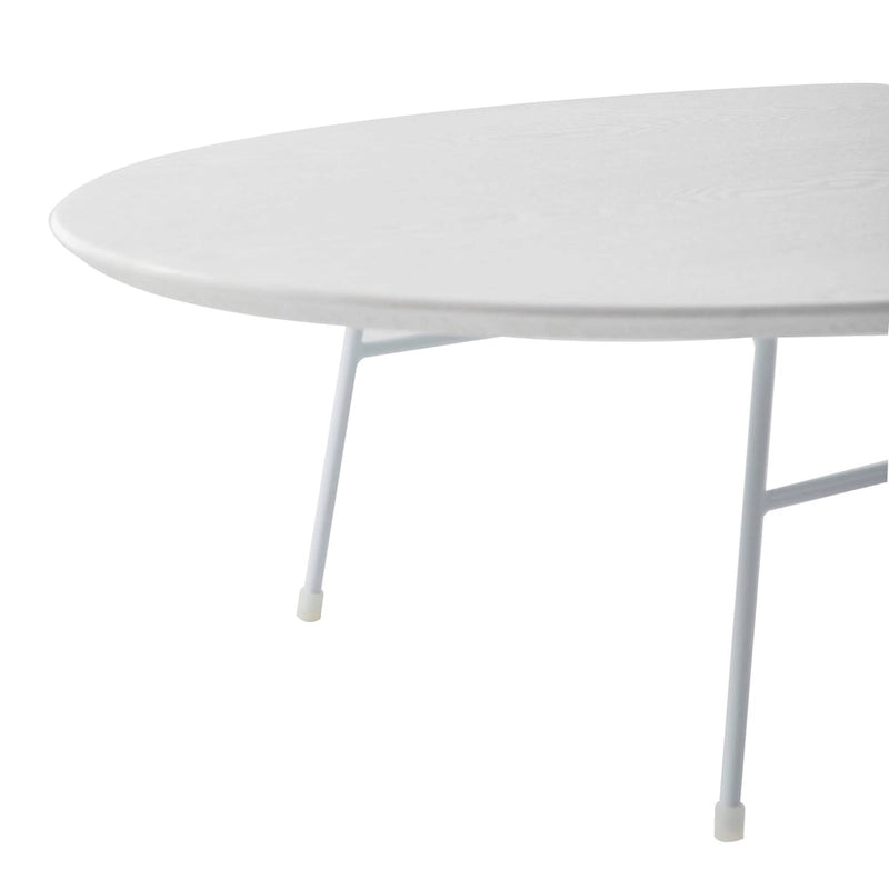 Oval Coffee Table – Natural Wood / Black / Walnut / White, Mid-Century Modern, Steel Base