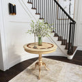 Dark Brown Round Pedestal Accent Table, Traditional Style, Single