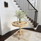 Dark Brown Round Pedestal Accent Table, Traditional Style, Single