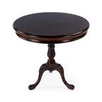 Dark Brown Round Pedestal Accent Table, Traditional Style, Single