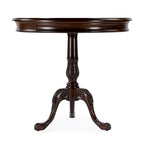 Dark Brown Round Pedestal Accent Table, Traditional Style, Single
