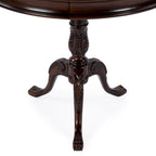 Dark Brown Round Pedestal Accent Table, Traditional Style, Single