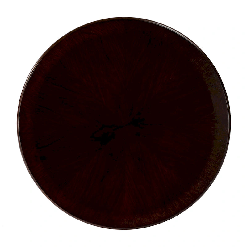 Dark Brown Round Pedestal Accent Table, Traditional Style, Single