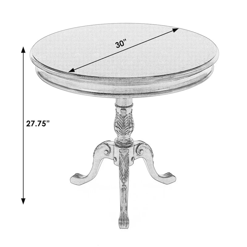 Dark Brown Round Pedestal Accent Table, Traditional Style, Single