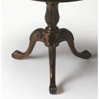 Dark Brown Round Pedestal Accent Table, Traditional Style, Single