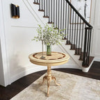 Dark Brown Round Pedestal Accent Table, Traditional Style, Single